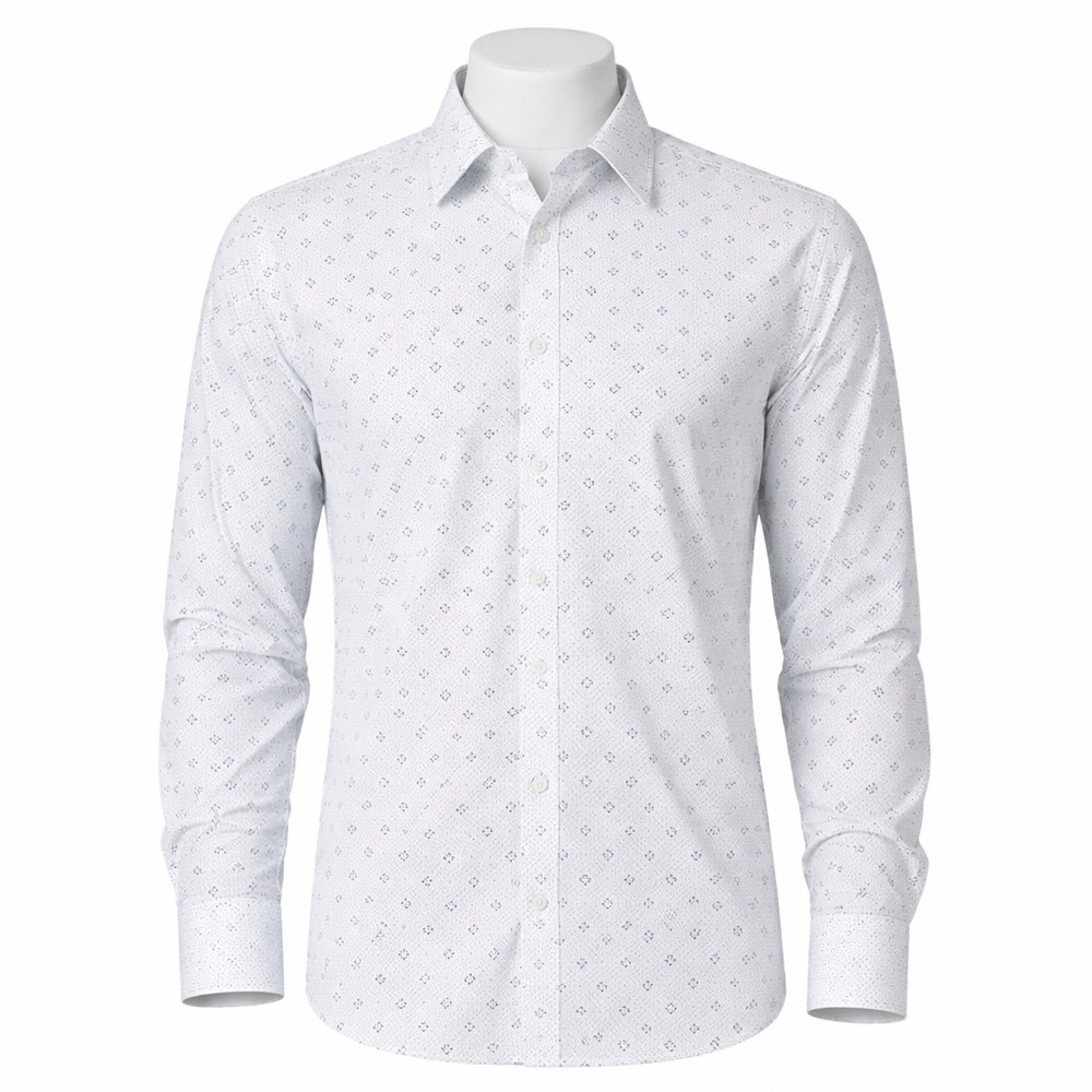 Size 19 Kenneth‎ Cole Reaction Men’s Slim Fit Button Up Shirt White Print BNWT